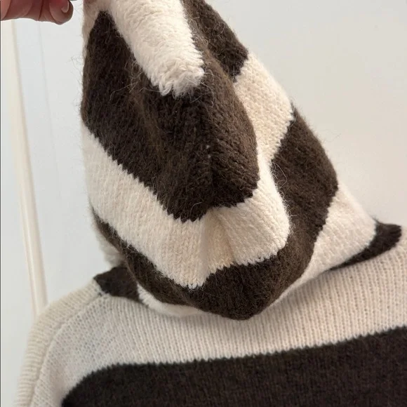 Striped Brown and Cream Hooded Sweater - Picture 12 of 12